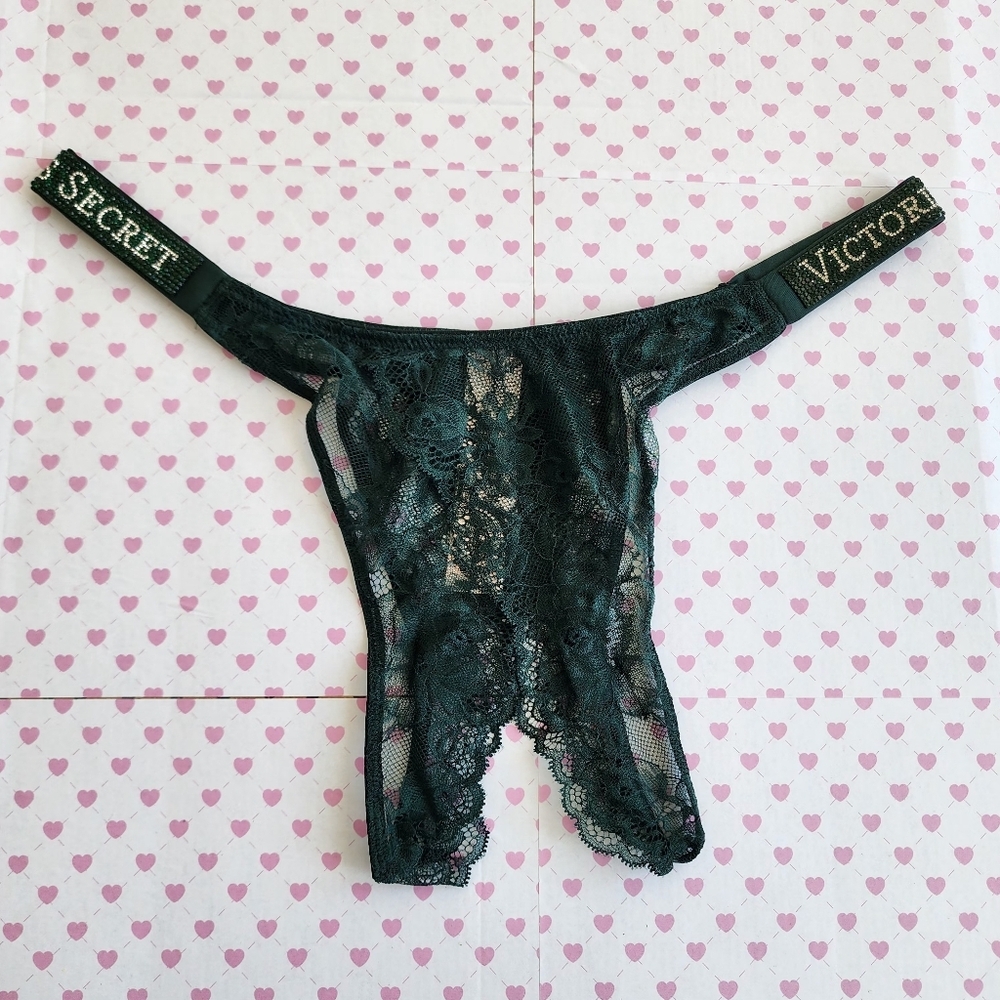 Victoria's secret very sexy shine strap bombshell Brazilian crotchless panty